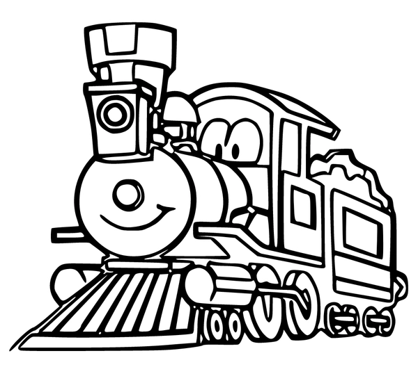 Funny Train with Eyes Coloring Page