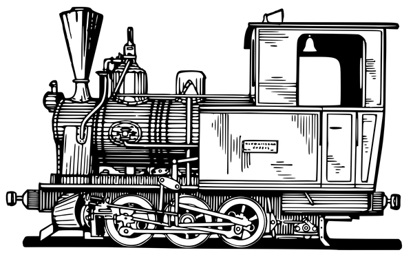 Old Steam Train Detailed Coloring Page