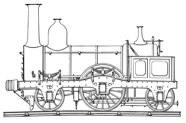 Dibujo para Colorear Tren de vapor Detallado