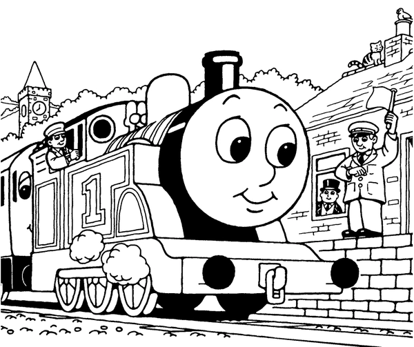 Thomas the Train on Trainstation Coloring Page