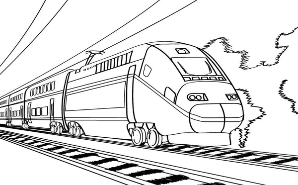 Dibujo para Colorear Tren que circula rápido