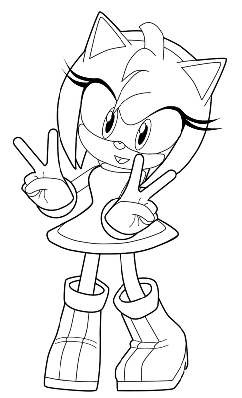 Sonic Amy Rose Peace - Printable Coloring Page for Free - Pupla.com