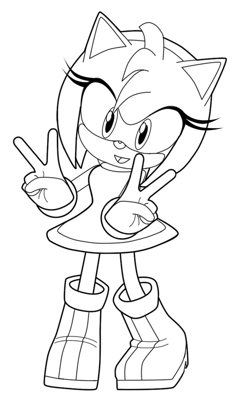 Sonic Amy Rose Peace Coloring Page