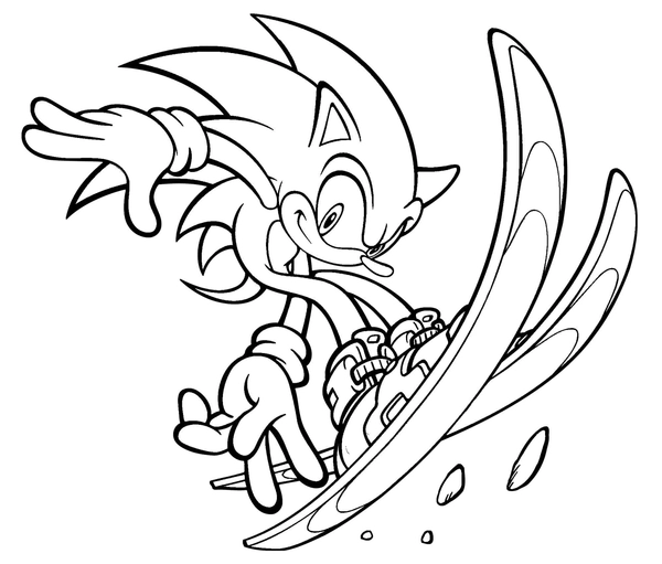 Sonic Skiing Coloring Page