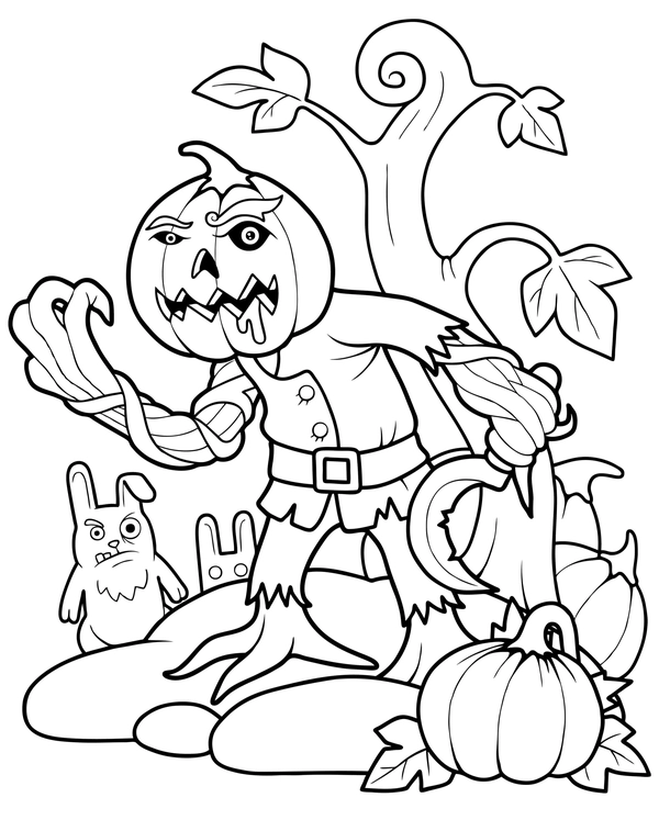 Halloween Kürbisbaum Ausmalbild
