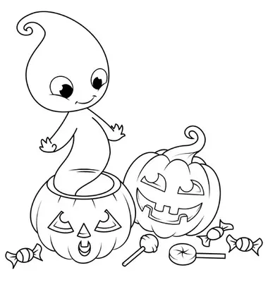 Halloween Pumpkins with Little Ghost