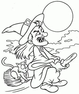 Halloween Witch on Broomstick