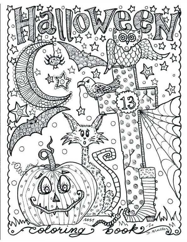 Halloween Zentangle Coloring Page