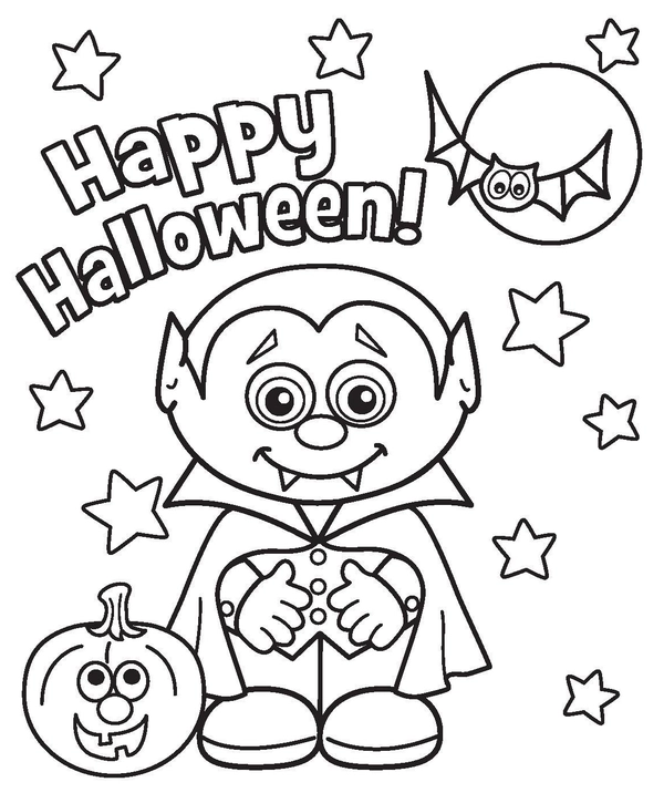 Dibujo para Colorear Feliz Halloween Drácula