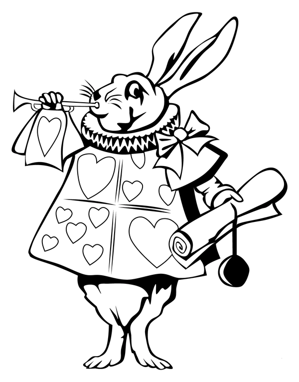 Alice in Wonderland White Bunny Coloring Page
