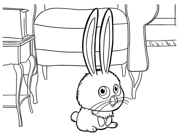 Bunny in Livingroom Coloring Page