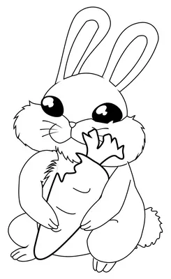 Petit lapin tenant une carotte