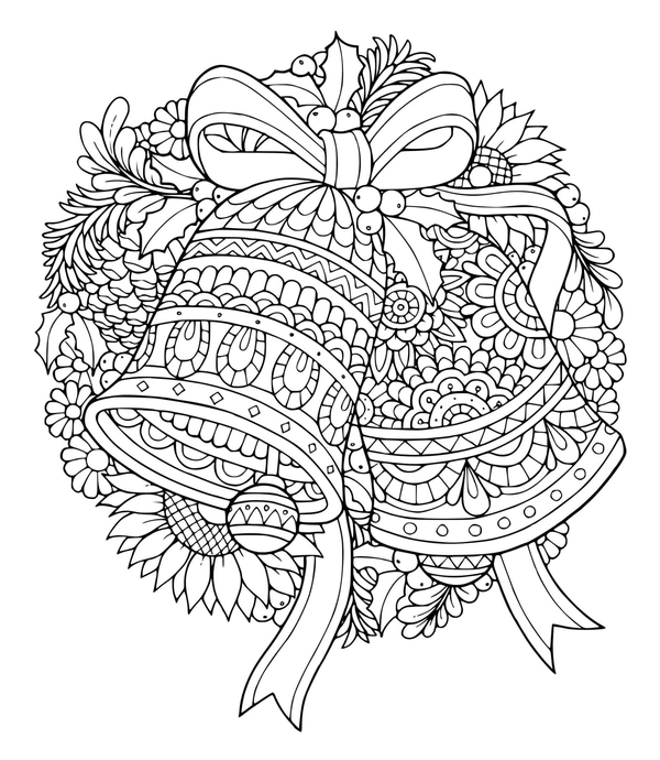 Christmas Bells Detailed Coloring Page