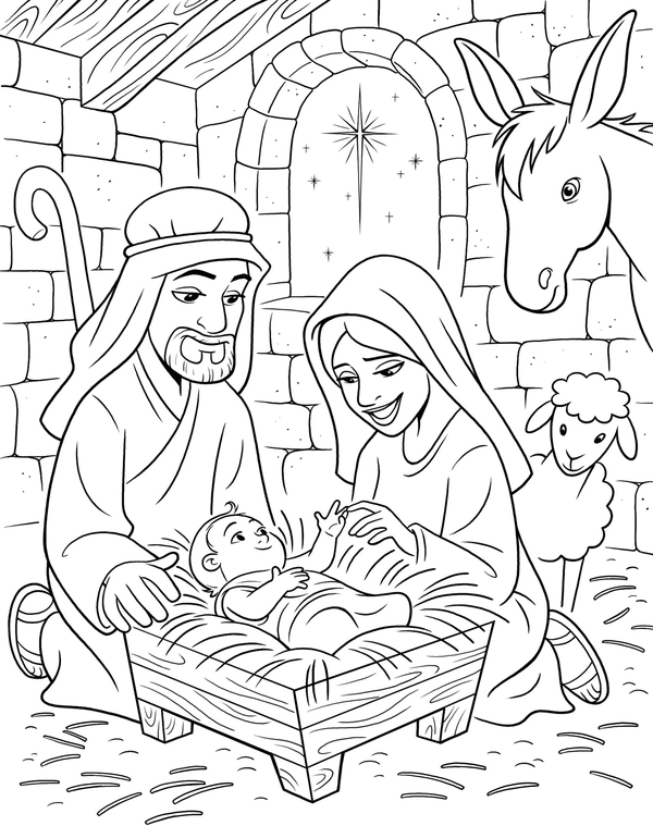 Kerst Geboorte Jezus Kleurplaat