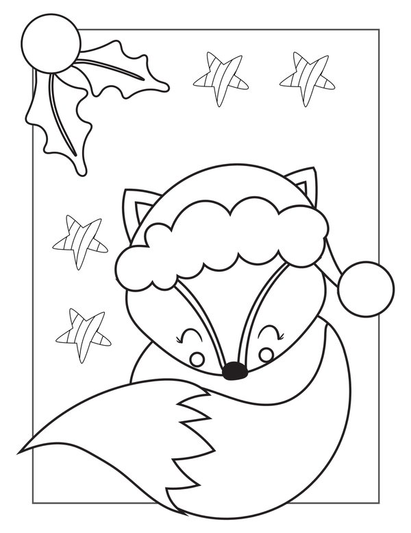 Christmas Fox Coloring Page