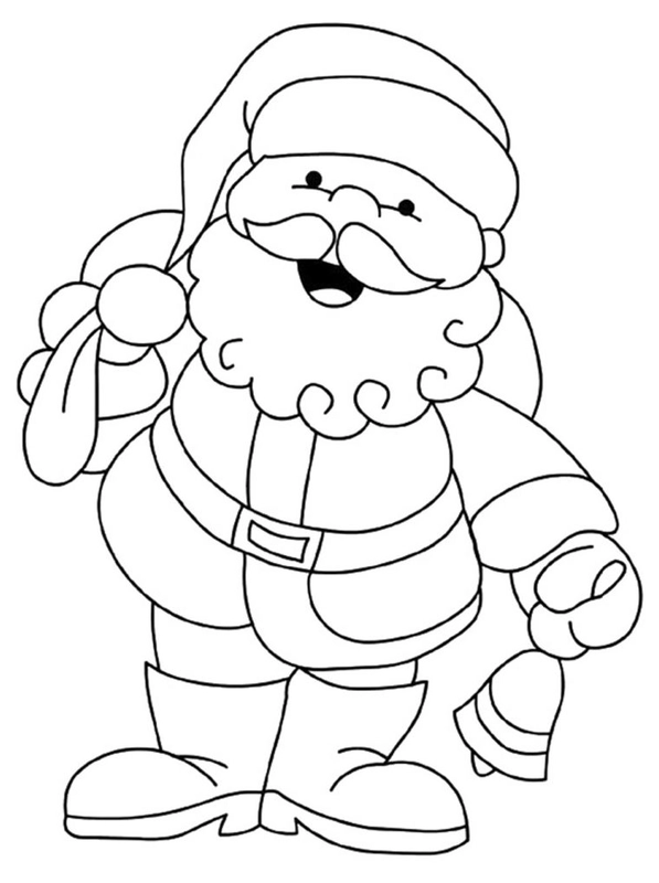 Dibujo para Colorear Papá Noel con campana