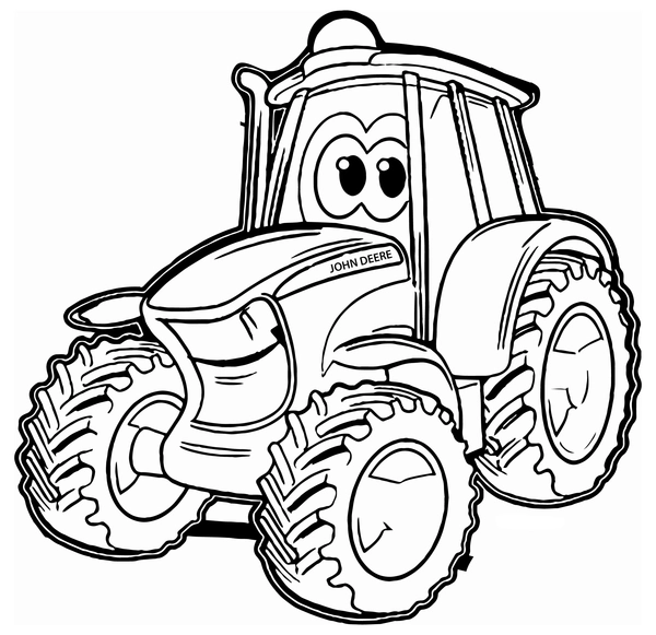Schattige Tractor John Deere Kleurplaat