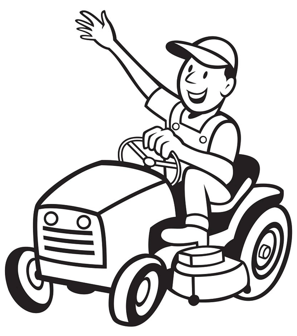 Dibujo para Colorear Feliz en Granjero con tractor