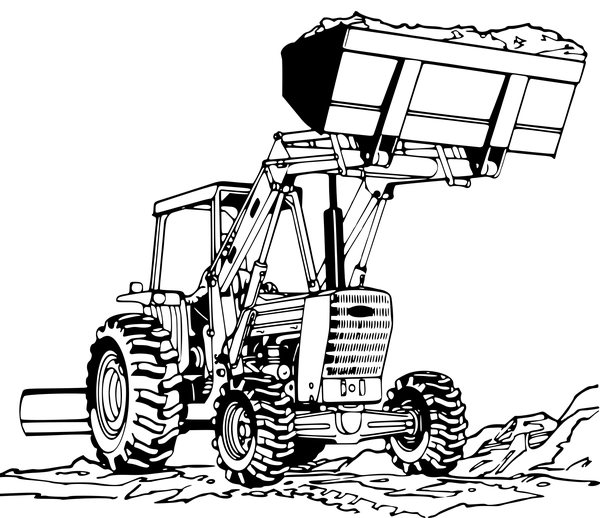 Tractor Loading Sand Coloring Page