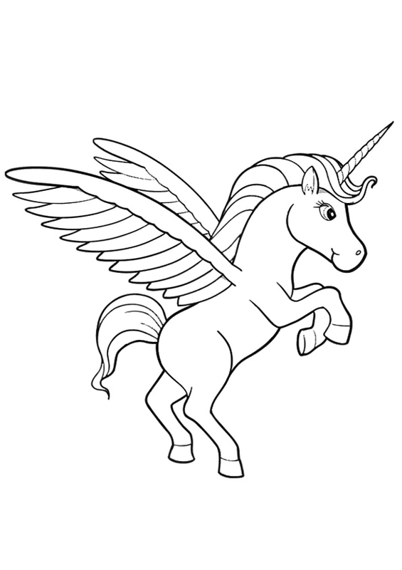 Dibujo para Colorear Unicornio con alas
