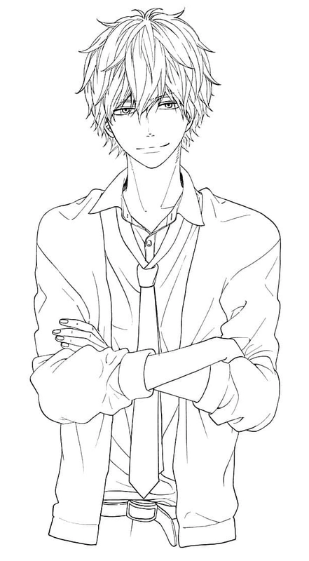 Anime Boy in Blazer Coloring Page