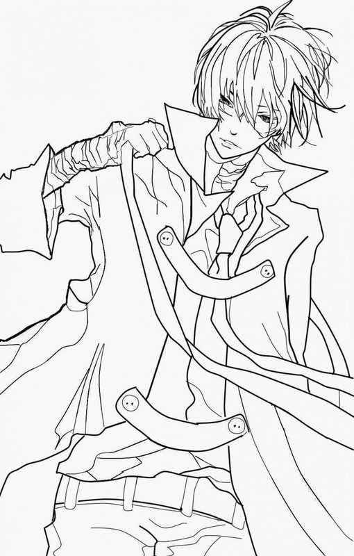 Anime Boy in Long Coat Coloring Page