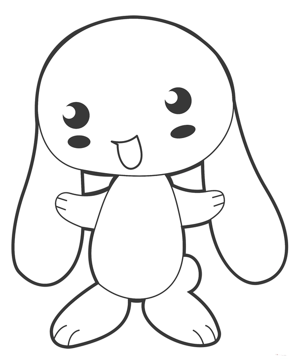 Dibujo para Colorear Anime Cute Rabbit