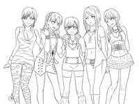 Anime Gruppe von Mädchen