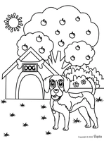 Dog Doghouse and Appletree