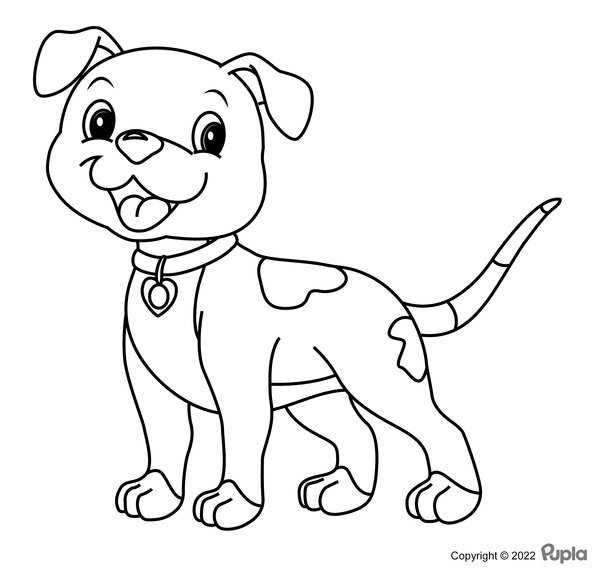 Dog Happy Puppy Standing Coloring Page