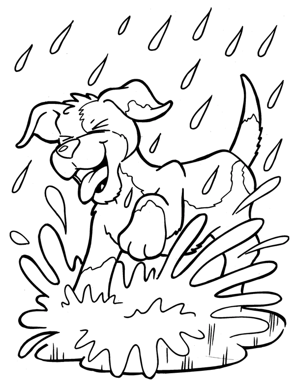 Hond in Water Kleurplaat