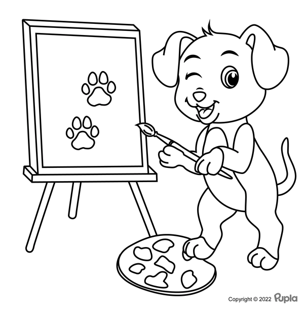Dog Painting Coloring Page