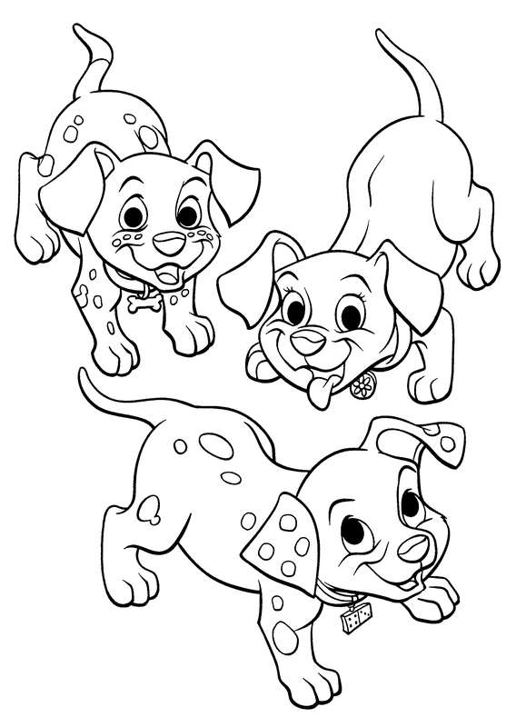 Dogs Dalmation Pups Coloring Page