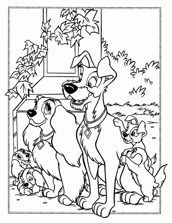 Dibujo para Colorear Perros La dama y el vagabundo
