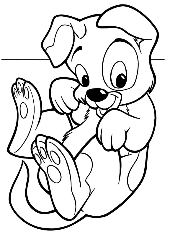Dogs Puppy Lying Coloring Page