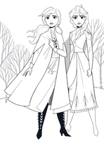 Frozen Anna y Elsa en un bosque