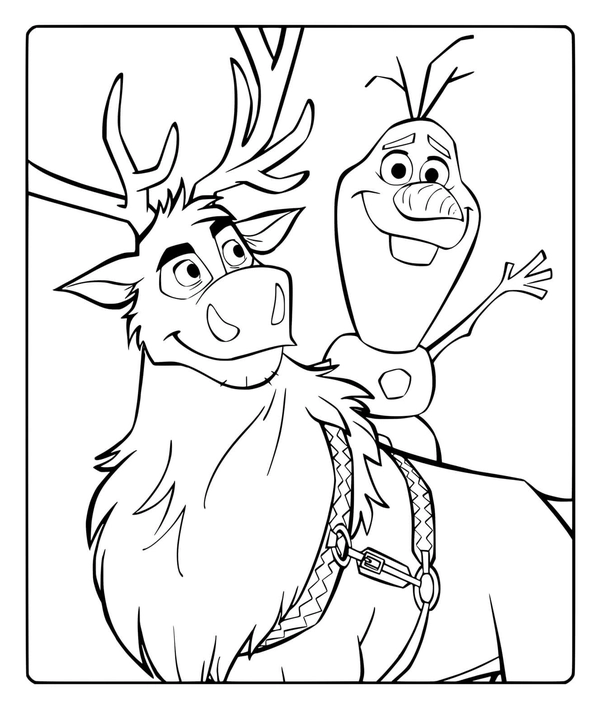 Frozen Olaf & Sven Coloring Page