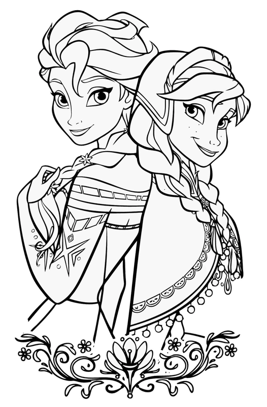 Dibujo para Colorear Frozen Elsa y Anna