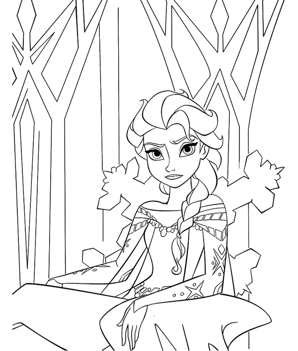 Frozen Ice Queen Elsa Coloring Page