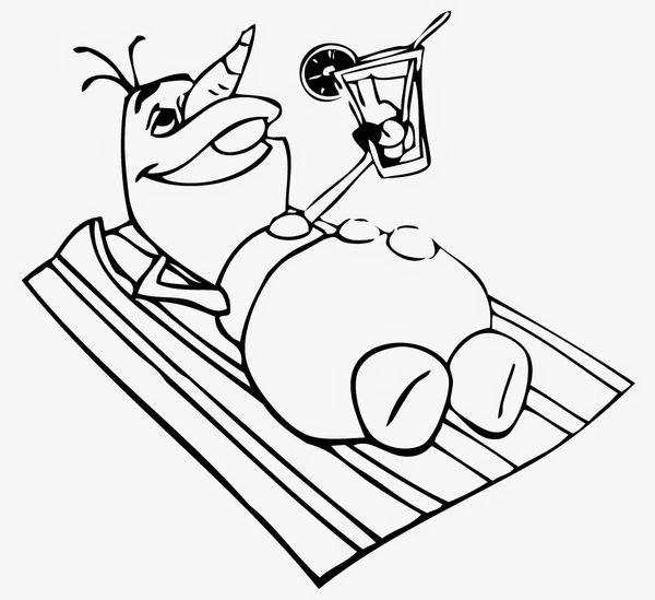 Frozen Olaf Lying in the Sun Coloring Page