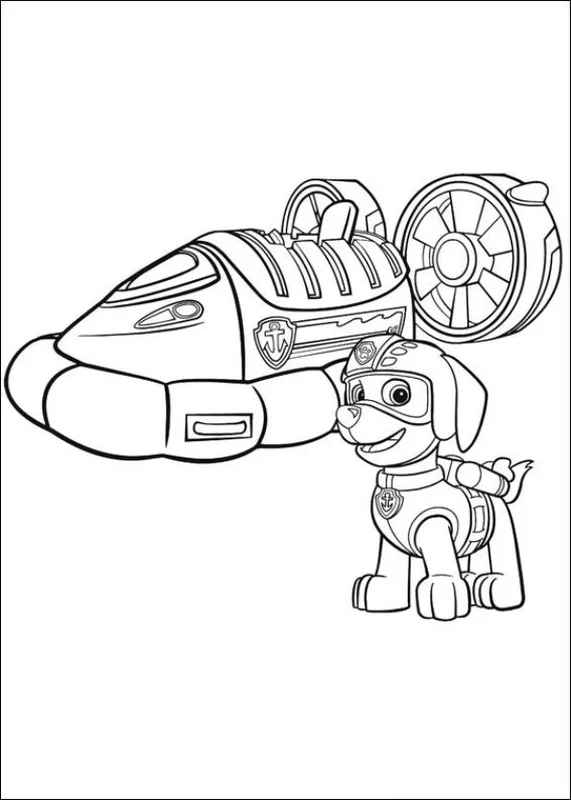 PAW Patrol Zuma & Hovercraft Coloring Page