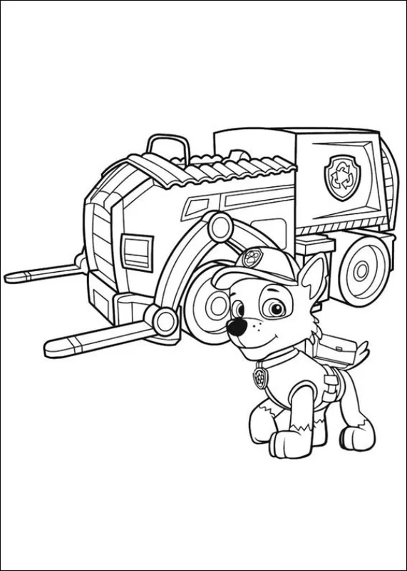 PAW Patrol Rocky & Recycling Truck Coloring Page