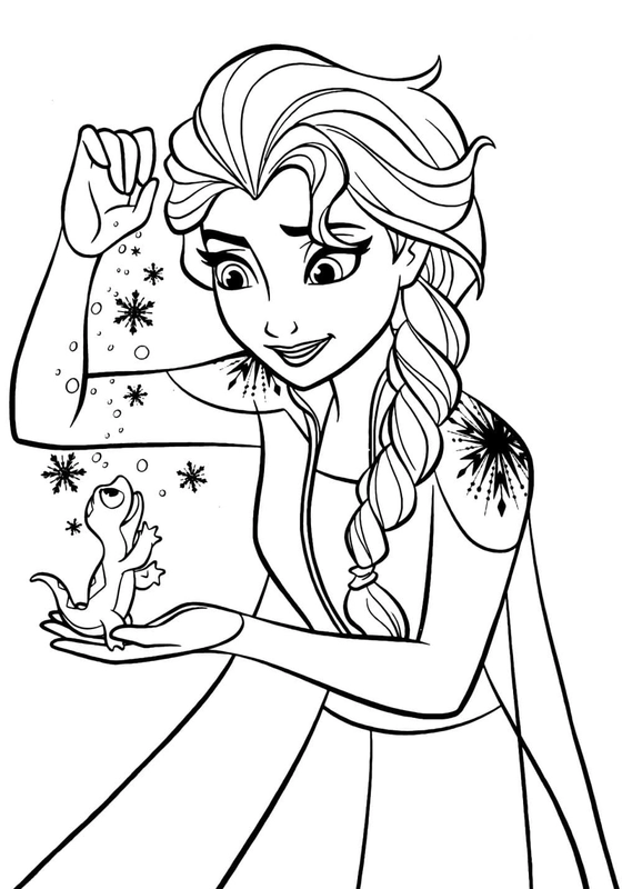 Frozen Elsa and Bruni Coloring Page