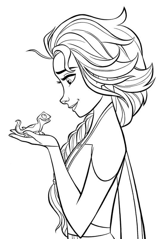 Frozen Elsa and Bruni Smiling Coloring Page