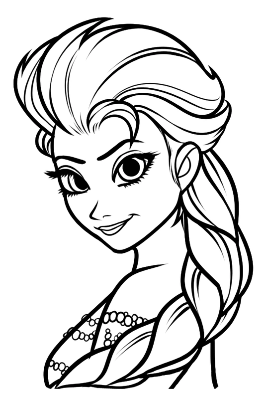 Frozen Elsa Looking to the Side Coloring Page