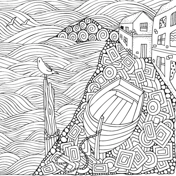 Adults Art Boat Coloring Page