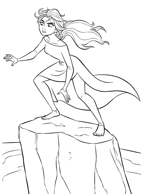 Frozen Elsa on Ice Coloring Page