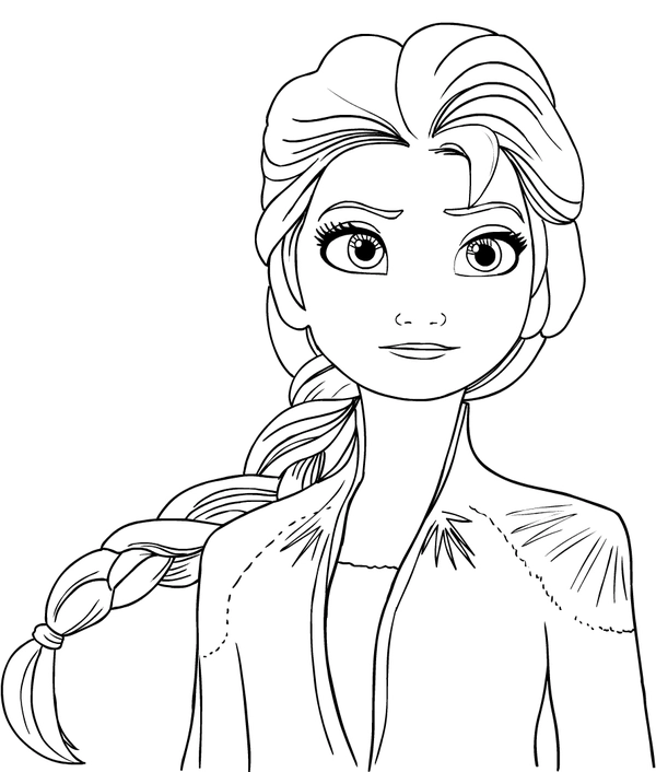 Frozen Elsa with Braid Coloring Page
