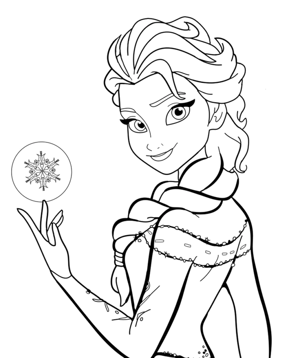 Coloriage Elsa Frozen avec boule de neige