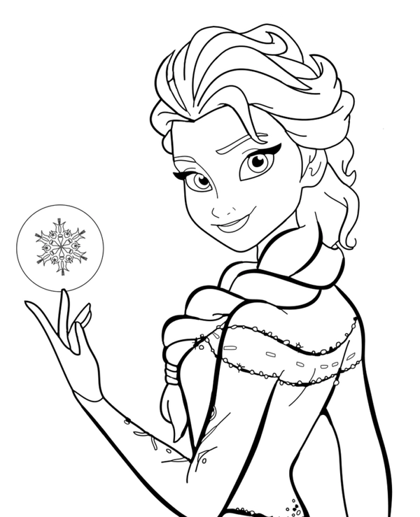 Frozen Elsa with Snowball Coloring Page